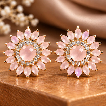 Rosette Crown Stud Earrings- 2 Colours