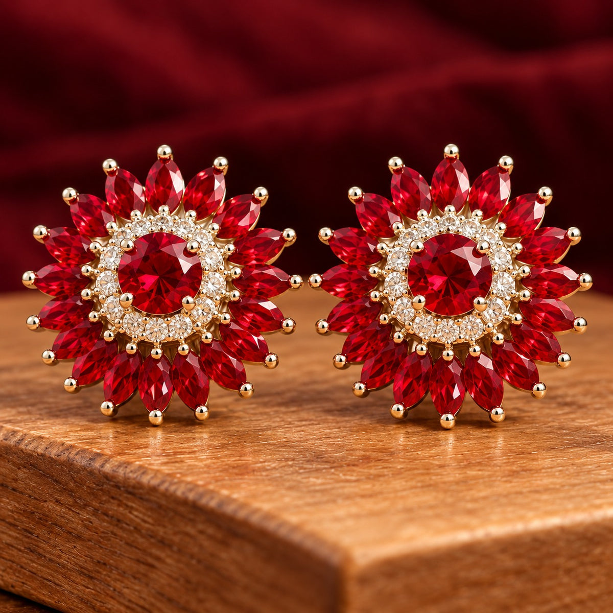 Rosette Crown Stud Earrings- 2 Colours