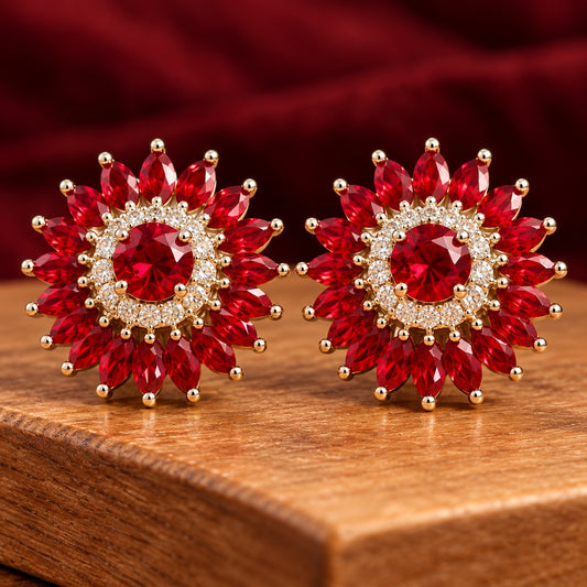 Rosette Crown Stud Earrings- 2 Colours