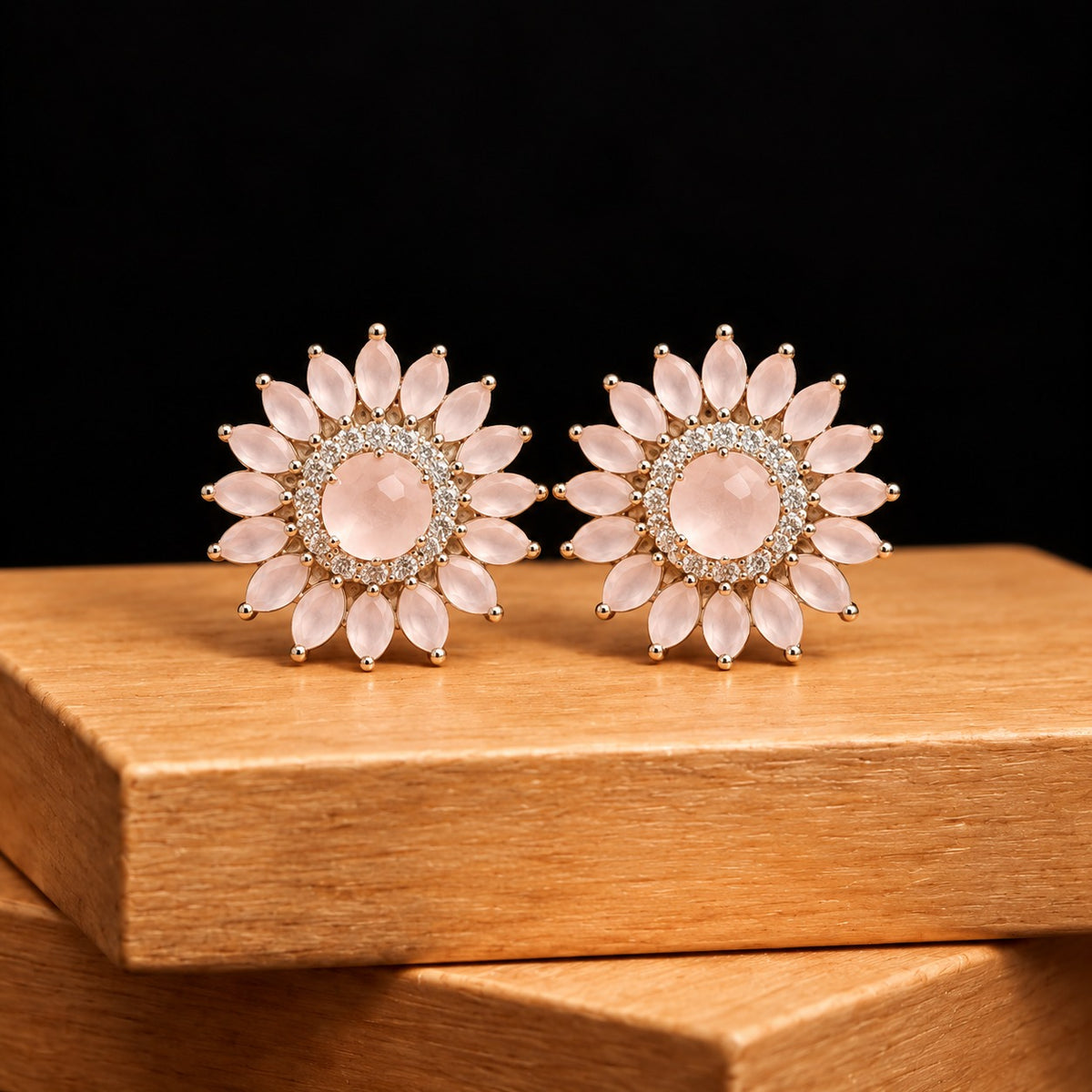 Rosette Crown Stud Earrings- 2 Colours