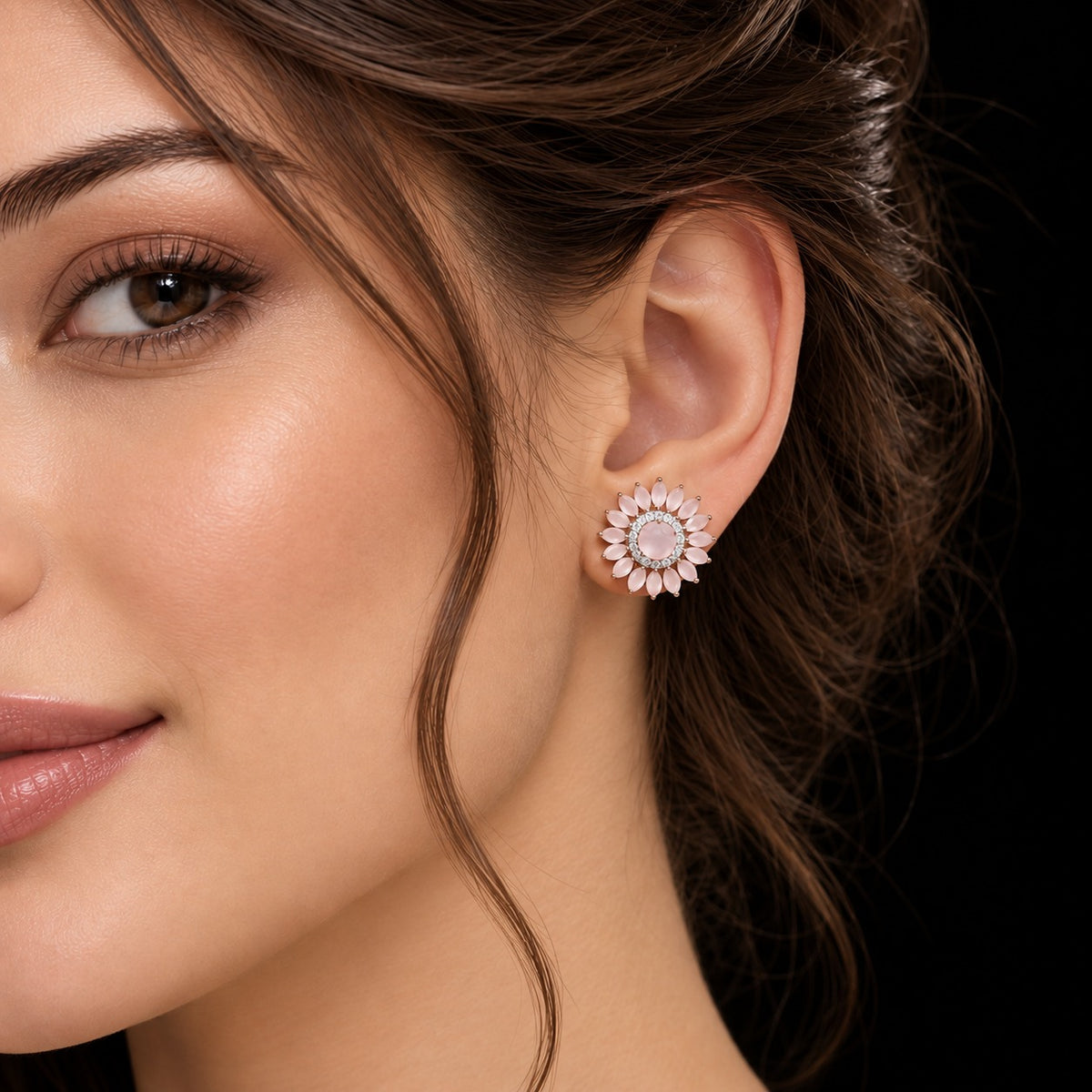 Rosette Crown Stud Earrings- 2 Colours