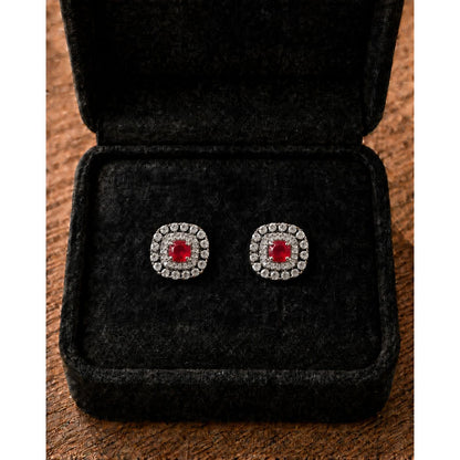 Regent Cushion Zircon Studs - 6 Colours