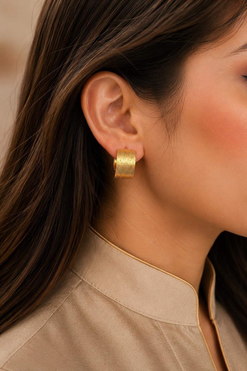 Textured Gold Hoop Earrings