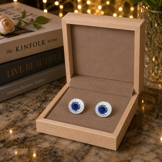 Halo Gemstone Crystal Stud Earrings- available in 6 colours