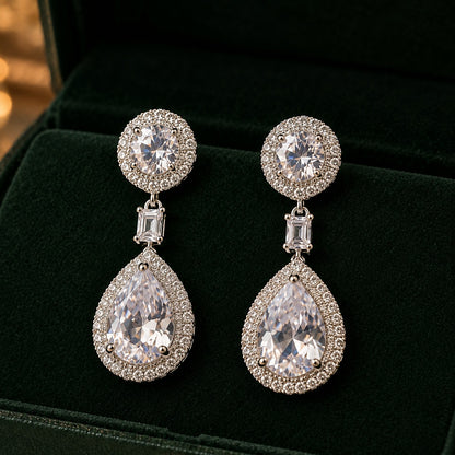 Evening Glow Drop Earrings- Silver/ Gold