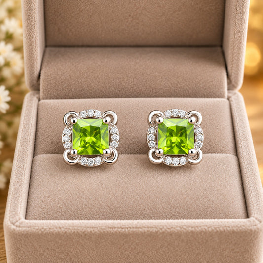 Sparkle Square Halo Stud Earrings – Available in 2 colours