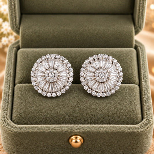 Radiant Halo Crystal Stud Earrings