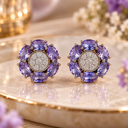 Floral Halo Crystal Stud Earrings – Available in 8 Stunning Colours