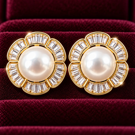 Pearl Prism Studs- Available in Gold and Silver