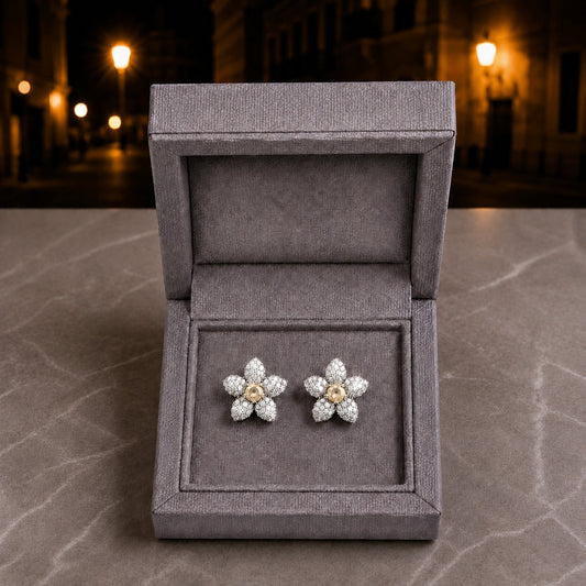 Blossom Crystal Stud Earrings with coloured centre stones