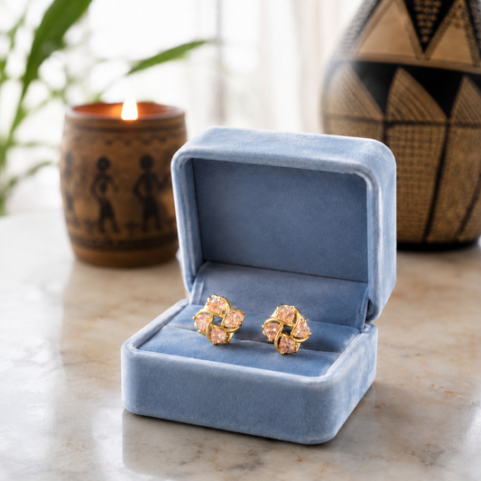 Crystal Floral Stud Earrings | Available in 6 Colour Variants