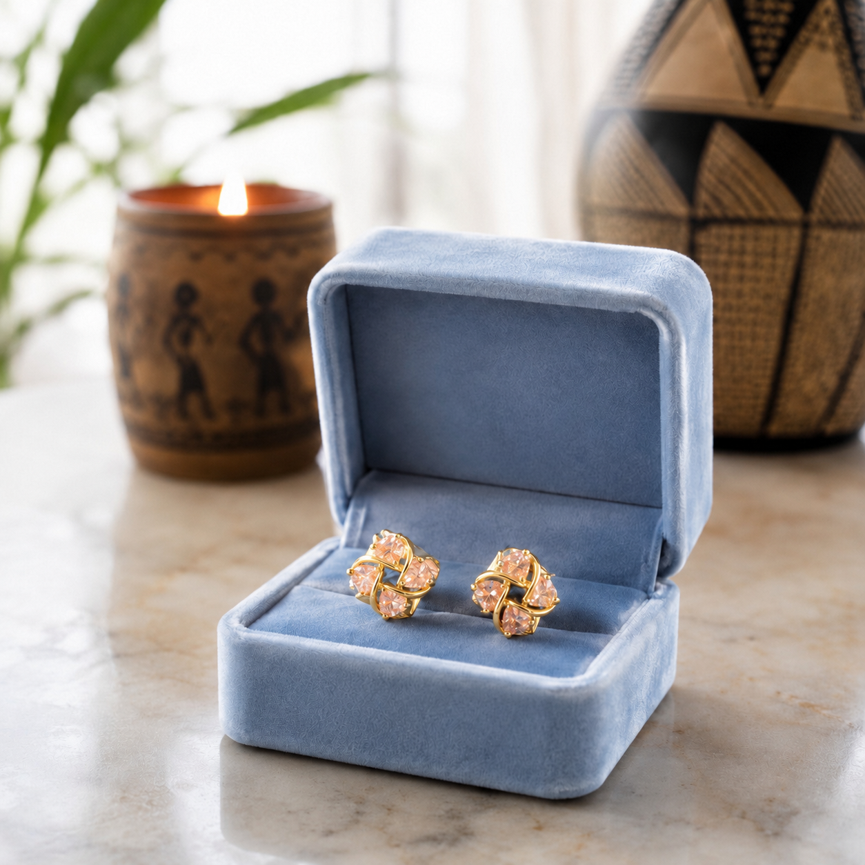 Crystal Floral Stud Earrings | Available in 6 Colour Variants