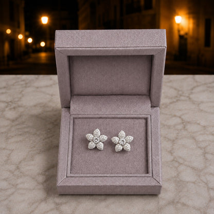 Blossom Crystal Stud Earrings with coloured centre stones